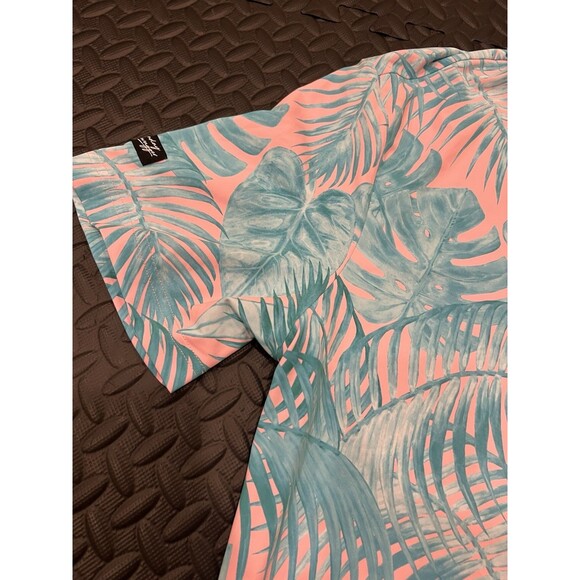 Sunday Swagger Polo Shirt Mens Large Colorful Palm Floral Pink Blue bad birdie - Picture 3 of 7
